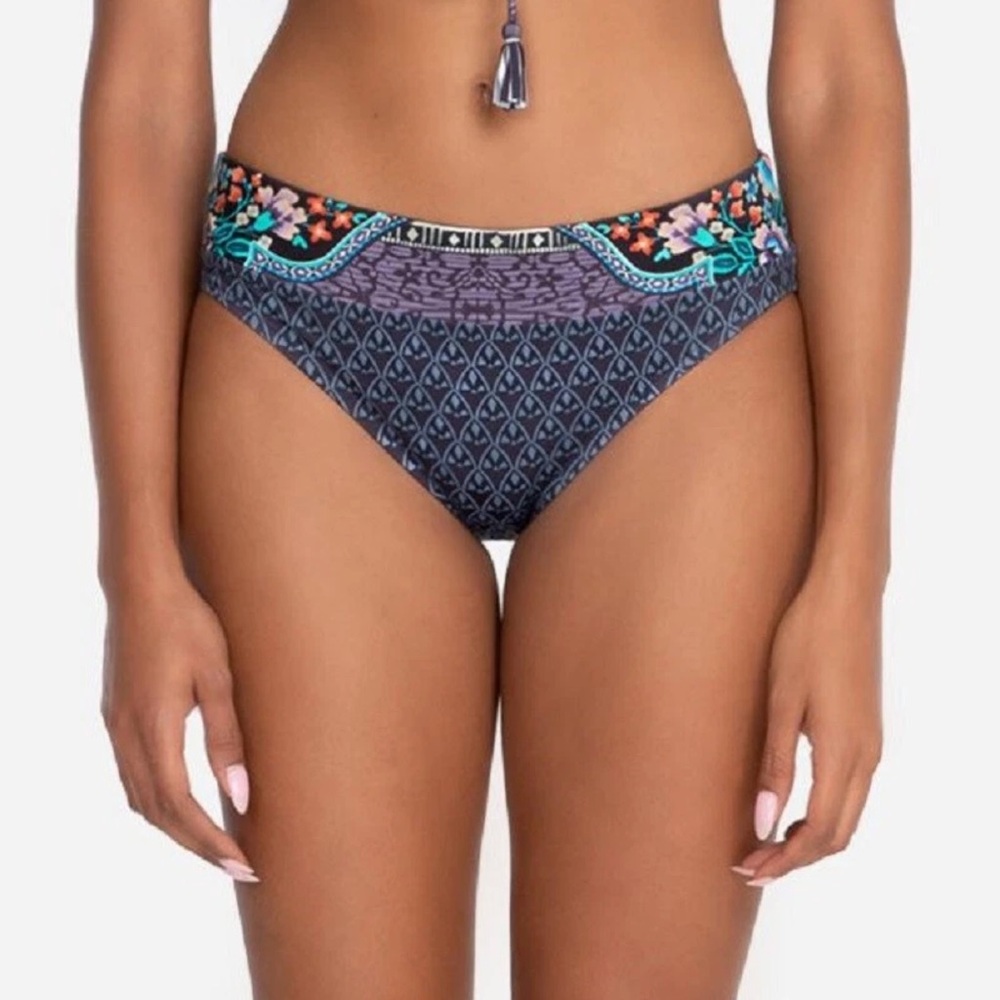 Johnny WAS Saba Hipster Swim Bikini Bottom Periwinkle Cyan Purple Blue Sz XL NWT